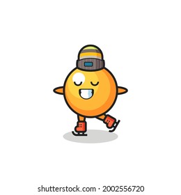 ping pong ball cartoon as an ice skating player doing perform , cute style design for t shirt, sticker, logo element