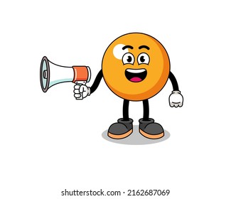 ping pong ball cartoon illustration holding megaphone , character design