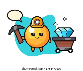 Ping pong ball cartoon as a miner