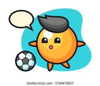 Ping pong ball cartoon is playing soccer