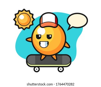 Ping pong ball cartoon ride a skateboard