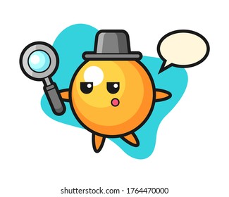 Ping pong ball cartoon searching with a magnifying glass
