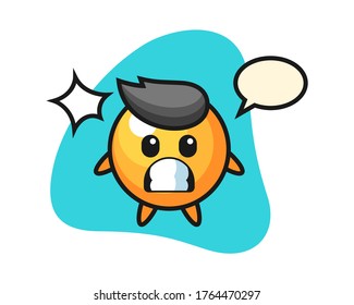 Ping pong ball cartoon with shocked gesture