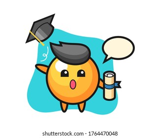 Ping pong ball cartoon throwing the hat at graduation