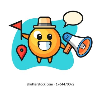 Ping pong ball cartoon as a tour guide