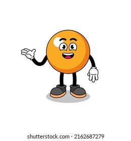 ping pong ball cartoon with welcome pose , character design