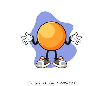 Ping pong ball confused cartoon. Mascot Character vector.