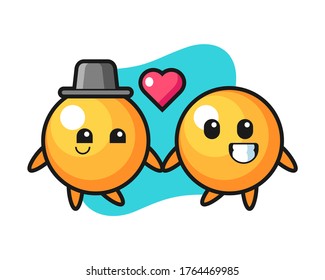 Ping pong ball couple cartoon fall in love