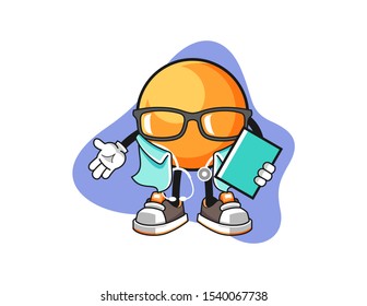 Ping pong ball doctor cartoon. Mascot Character vector.