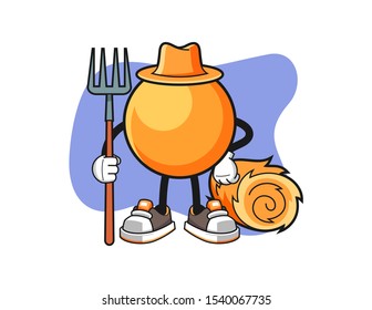 Ping pong ball farmer cartoon. Mascot Character vector.
