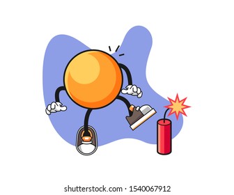 Ping pong ball with firecrackers cartoon. Mascot Character vector.