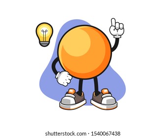 Ping pong ball get an idea cartoon. Mascot Character vector.