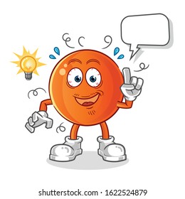 ping pong ball got an idea with lamp and bubble cartoon. cartoon mascot vector