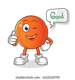 ping pong ball happy good thumbs up cartoon with bubble. cartoon mascot vector