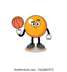 ping pong ball illustration as a basketball player , character design