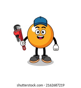 ping pong ball illustration cartoon as a plumber , character design