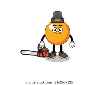 ping pong ball illustration cartoon as a lumberjack , character design