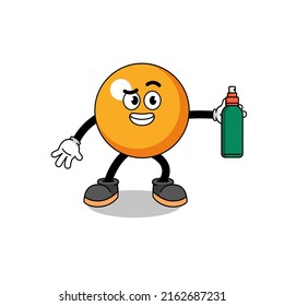 ping pong ball illustration cartoon holding mosquito repellent , character design