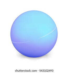 Ping Pong Ball Isolated On White Background. White Photo Realistic 3d Blue Ball With Shadow. Thing Of The Popular Game Table Tennis.  Vector Illustration
