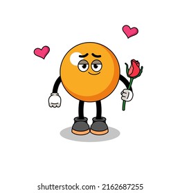 ping pong ball mascot falling in love , character design