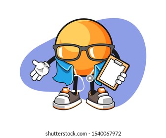Ping pong ball nurse cartoon. Mascot Character vector.