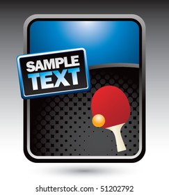 ping pong ball and paddle blue stylized ad