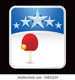 ping pong ball and paddle blue star background