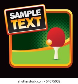 ping pong ball and paddle green halftone banner