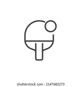 Ping pong ball and paddle line icon. linear style sign for mobile concept and web design. Ping pong outline vector icon. Symbol, logo illustration. Vector graphics