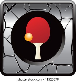 ping pong ball and paddle on gray cracked web icon