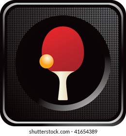 ping pong ball and paddle on black web button