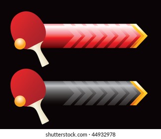 pelota de ping pong y flechas rojas y negras de remo