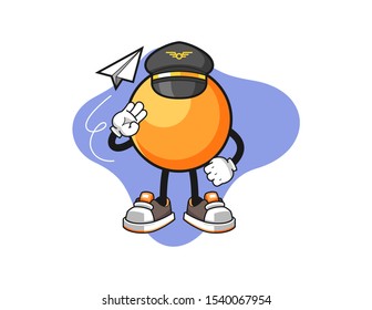 Ping pong ball pilot cartoon. Mascot Character vector.