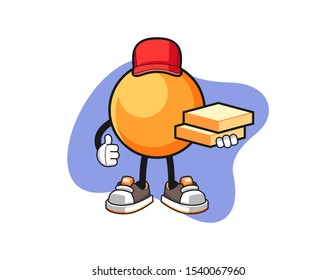 Ping pong ball pizza delivery cartoon. Mascot Character vector.