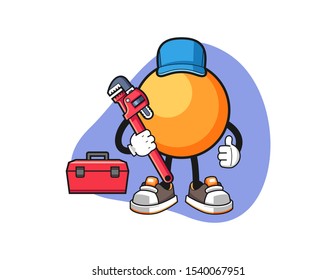 Ping pong ball plumber cartoon. Mascot Character vector.