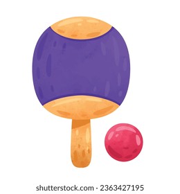 Ping pong ball and racket, table tennis paddle and and ball, vector illustration