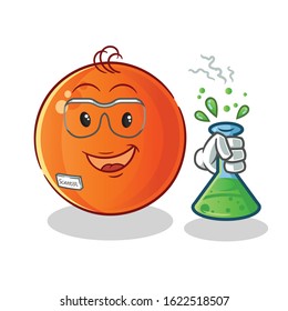 ping pong ball scientists hold chemical tubes and wear glasses cartoon. cute chibi cartoon mascot vector