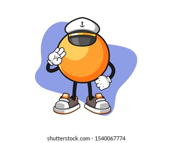 Ping pong ball ship master cartoon. Mascot Character vector.