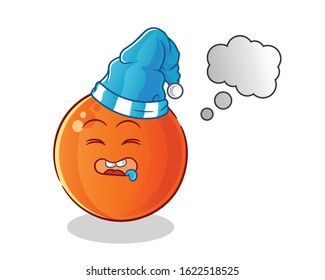 ping pong ball sleeping cartoon. dreaming with bubble and sleeping hat. cute chibi cartoon mascot vector