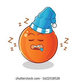 ping pong ball sleeping with sleeping hat cartoon. cute chibi cartoon mascot vector
