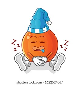 ping pong ball sleeping with sleeping hat cartoon. cartoon mascot vector