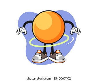 Ping pong ball spinning a hula hoop cartoon. Mascot Character vector.
