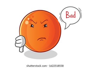 ping pong ball thumbs down angry with bubble cartoon. cute chibi cartoon mascot vector