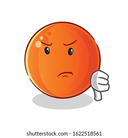 ping pong ball thumbs down angry cartoon. cute chibi cartoon mascot vector