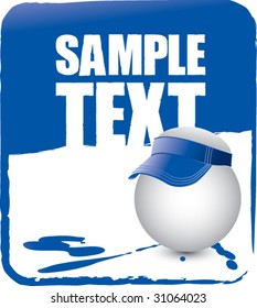 ping pong ball with visor on blue banner