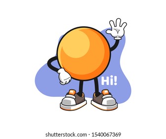 Ping pong ball wave hand cartoon. Mascot Character vector.