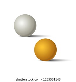 Ping Pong Ball. White and orange sphere.Table tennis ball. Vector Illustration.
