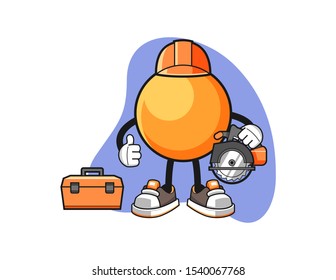 Ping pong ball woodworker cartoon. Mascot Character vector.