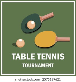 Ping pong banner template. Racket and ball for playing table tennis. Ping pong championship logo, poster design for sports. Flat vector illustration.