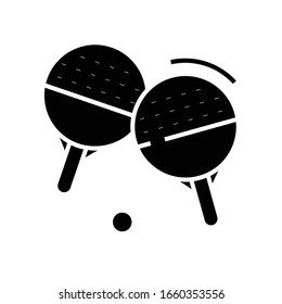 Ping pong black icon, concept illustration, vector flat symbol, glyph sign.